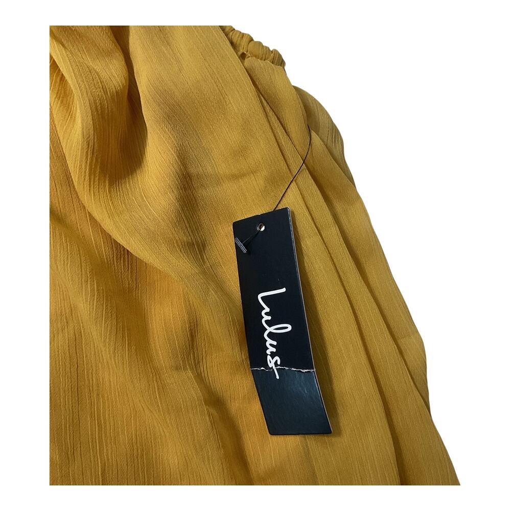 Lulus Got Me Moving Mustard Yellow Ruffle Off-the-Shoulder Top - XS - Picture 2 of 4